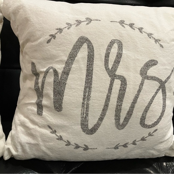 Shabby Chic /French country Mr. and Mrs. Decorative Throw Pillows 12”x12” each. - Picture 3 of 8